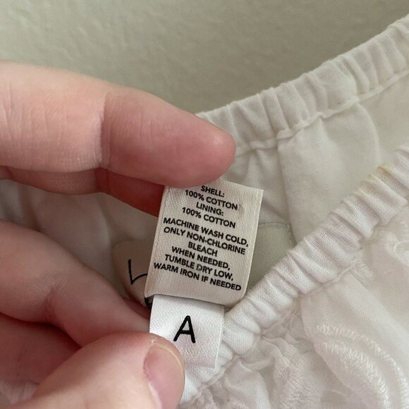 Ann Taylor Loft Women SZ 6 White Eyelet Ruffle Lined Ruffled/Off Shoulder Dress - Picture 6 of 7